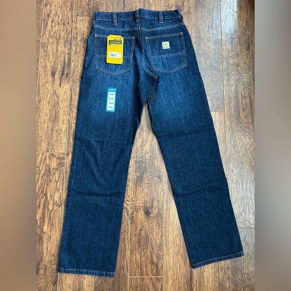 NEW Carhartt Men's Relaxed Fit Dark Blue Jeans - Picture 3 of 3